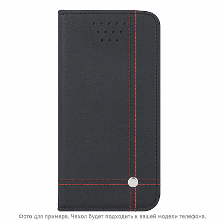 Чехол для телефона от 5.5 до 5.7 дюйма универсальный кожаный - книжка GreenGo Smart Focus черно-красный