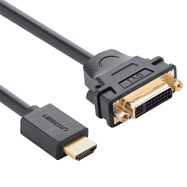 Переходник HDMI - DVI-I (папа - мама) 22 см Ugreen 20118 черный