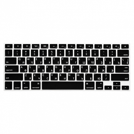 Накладка на клавиатуру защитная для Apple MacBook Air 13 A1466, A1369, Pro 13 A1278, Pro 15 A1260, A1226, A1211 USA (русские буквы) черная