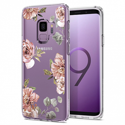 Чехол для Samsung Galaxy S9 гелевый ультратонкий Spigen SGP Liquid Crystal Rose Blossom прозрачный