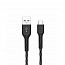 Кабель USB - MicroUSB для зарядки 1,5 м 2.4А плетеный Atomic Flexstick Game+ черно-серый