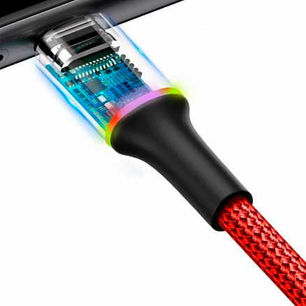 Кабель Type-C - USB 2.0 для зарядки 0,25 м 3А плетеный Baseus Halo (быстрая зарядка QC 3.0) красный