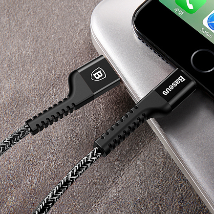 Кабель USB - Lightning для зарядки iPhone 1,5 м 2А плетеный Baseus Confidant черный