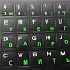 Наклейки на клавиатуру с русскими буквами Nova-02 черные с зелеными буквами