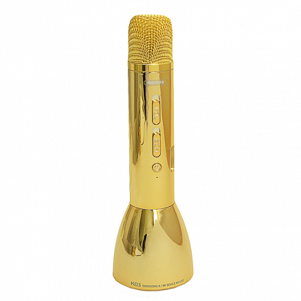 Микрофон беспроводной для караоке с динамиком Remax RMK-K03 золотистый