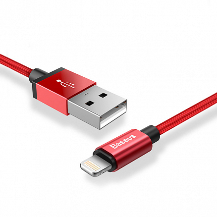 Кабель USB - Lightning для зарядки iPhone 1 м 2.4A MFi плетеный Baseus Antila (быстрая зарядка) красный