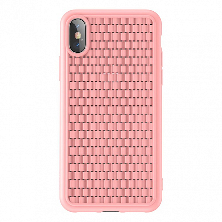 Чехол для iPhone X, XS гелевый Baseus Weaving V2 светло-розовый
