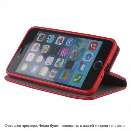 Чехол для iPhone 5, 5S, SE кожаный - книжка GreenGo Smart Magnet красный