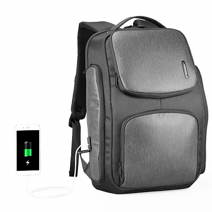 Рюкзак Kingsons Solar Upgraded с отделением для ноутбука до 15,6 дюйма и USB зарядкой на солнечной батарее черный