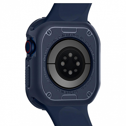 Чехол для Apple Watch 44 мм гелевый Spigen Rugged Armor синий