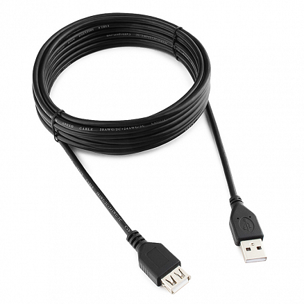Кабель-удлинитель USB 2.0 (папа - мама) длина 4,5 м Cablexpert черный