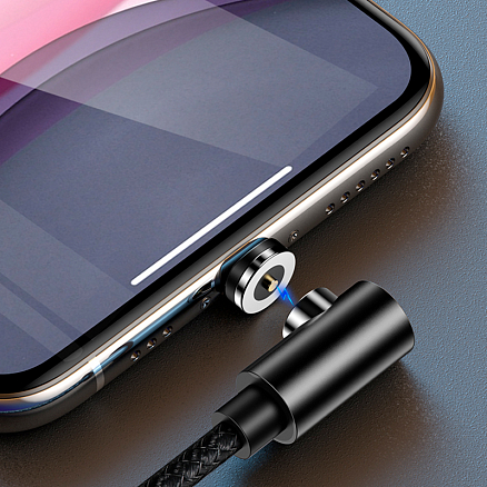 Кабель USB - Lightning для зарядки iPhone 1 м 2А магнитный с угловым Lightning Usams U54 черный
