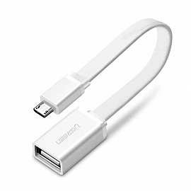 Переходник MicroUSB - USB хост OTG длина 11,5 см Ugreen US133 белый