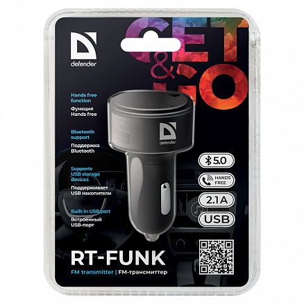 FM модулятор (трансмиттер) автомобильный Defender RT-Funk с Bluetooth