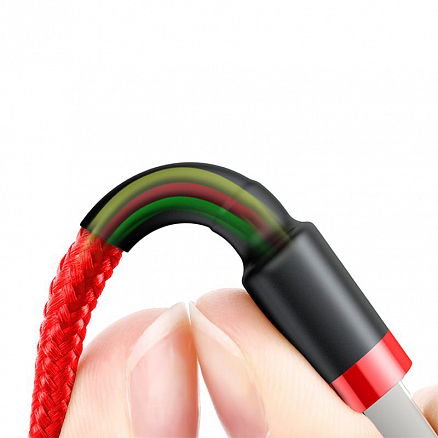 Кабель USB - Lightning для зарядки iPhone 0,5 м 2.4А плетеный Baseus Cafule красный