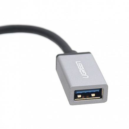 Переходник Type-C - USB 3.0 (папа - мама) хост OTG 16 см Ugreen US203 черно-серый