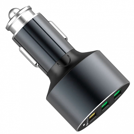 Зарядное устройство автомобильное с тремя USB входами 3.6A и MicroUSB кабелем Ldnio С703Q темно-серое 