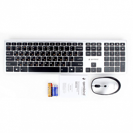 Клавиатура и мышь беспроводные Bluetooth Gembird KBS-8100 Slim серебристые