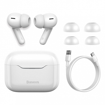 Наушники TWS беспроводные Bluetooth Baseus Simu S1 вакуумные с микрофоном и активным шумоподавлением белые