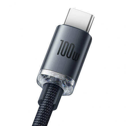 Кабель USB - Type-C длина 2 м 5А 100W плетеный Baseus Crystal Shine (быстрая зарядка) черный