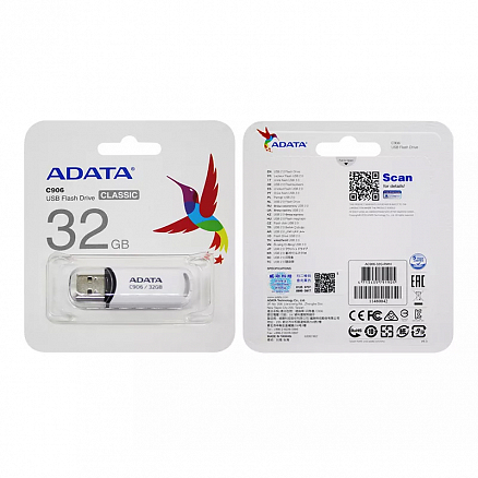 Флешка ADATA Classic C906 32GB USB 2.0 белая