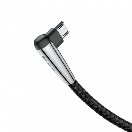 Кабель USB - MicroUSB для зарядки 1 м 2.4А плетеный с угловым штекером Baseus Sharp-bird черный
