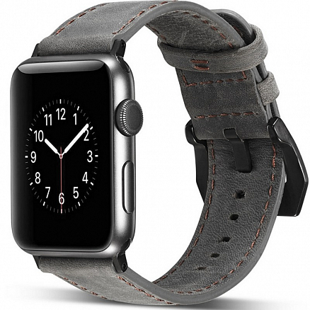 Ремешок-браслет для Apple Watch 42 и 44 мм из натуральной кожи Nova Luxury серый