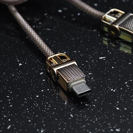Кабель Type-C - USB 2.0 для зарядки 1 м 2.4А плетеный металлический Joyroom JESS S-M336 (быстрая зарядка) золотистый
