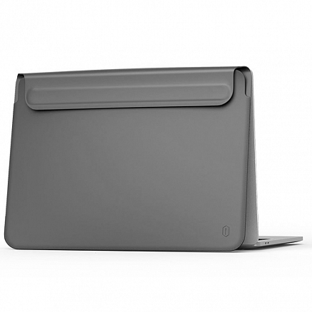 Чехол для Apple MacBook Air 13 (2018-2019) A1932, (2020) А2179, M1 (2020) A2337 кожаный футляр WiWU Skin Pro II темно-серый