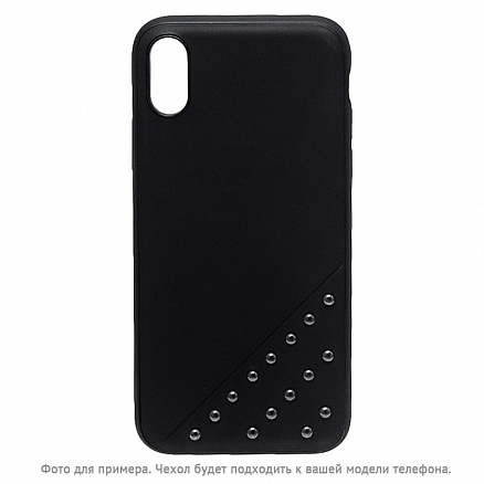 Чехол для iPhone 5, 5S, SE гибридный с кожей Beeyo Brads Type 1 черный
