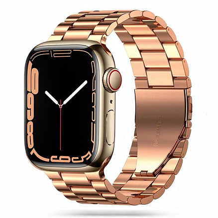 Ремешок-браслет для Apple Watch 4, 5, 6, 7, 8, SE, Ultra 42, 44, 45 и 49 мм металлический Tech-Protect Stainless розовое золото