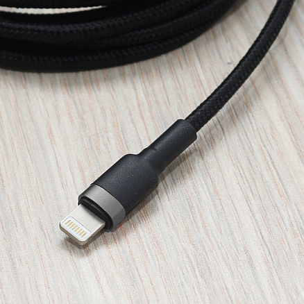 Кабель USB - Lightning для зарядки iPhone 2 м 1.5A плетеный Baseus Kevlar черно-серый