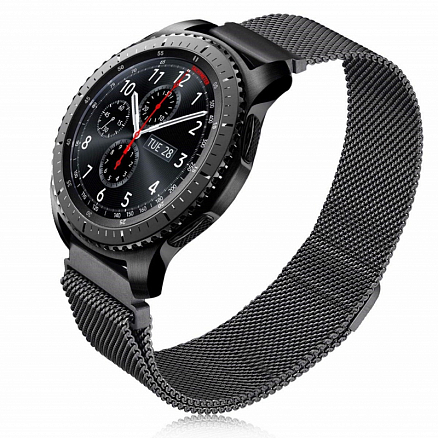 Ремешок-браслет для Samsung Galaxy Watch 46 мм, Gear S3 миланское плетение Nova-02 черный