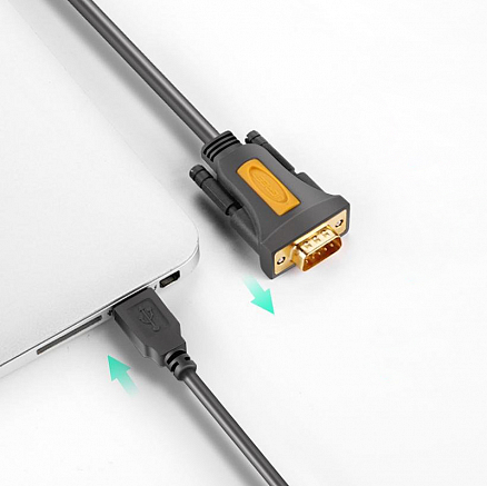 Кабель (преобразователь) USB - RS-232 длина 1,5 м Ugreen CR104 черный