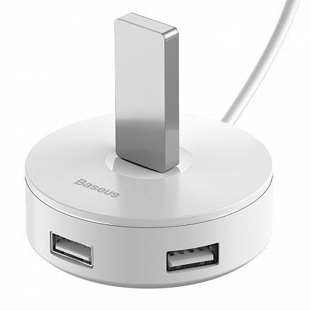 USB 3.0 HUB (разветвитель) на 1 порт USB 3.0 и 3 порта USB 2.0 1 м Baseus Round Box с питанием MicroUSB белый