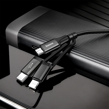 Кабель USB - MicroUSB, Lightning, Type-C 1,2 м 2A Baseus Excellent черный