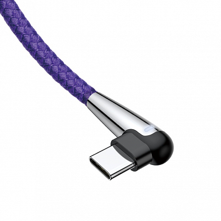 Кабель Type-C - USB 2.0 для зарядки 1 м 3А плетеный с угловым штекером Baseus Sharp-bird (быстрая зарядка QC 3.0) фиолетовый
