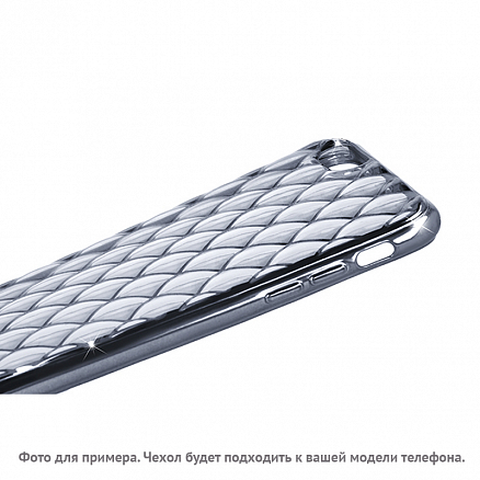 Чехол для iPhone 5, 5S, SE гелевый GreenGo Grid серебристый