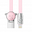 Кабель USB - Lightning для зарядки iPhone 1 м 2.4А плоский Rock Zodiac Pig розовый