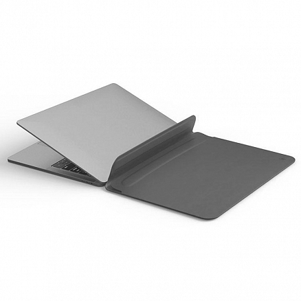 Чехол для Apple MacBook Air 13 A1466, A1369 кожаный футляр WiWU Skin Pro II темно-серый