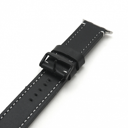 Ремешок-браслет для Apple Watch 42 и 44 мм кожаный ISA черный