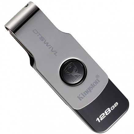 Флешка Kingston DataTraveler SWIVL 128GB USB 3.0 черно-серебристая