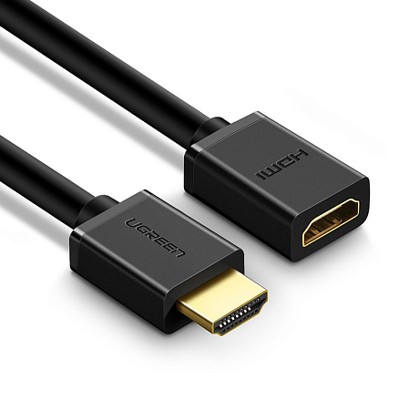 Кабель-удлинитель HDMI - HDMI (папа - мама) длина 0,5 м версия 2.0 4K 60Hz Ugreen HD107 черный