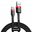Кабель USB - MicroUSB для зарядки 2 м 1.5А плетеный Baseus Cafule черно-красный