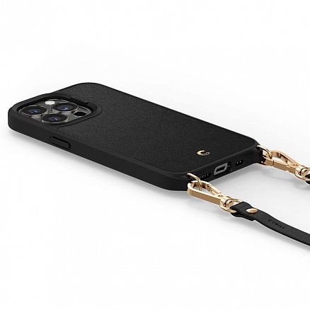 Чехол для iPhone 13 Pro Max кожаный с ремешком Spigen Cyrill Classic Charm черный
