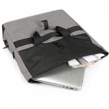 Сумка для ноутбука до 14,1 дюйма с ремнем на плечо и USB портом Kingsons Leisure серая