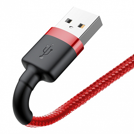 Кабель USB - Lightning для зарядки iPhone 1 м 2.4А плетеный Baseus Cafule красно-черный