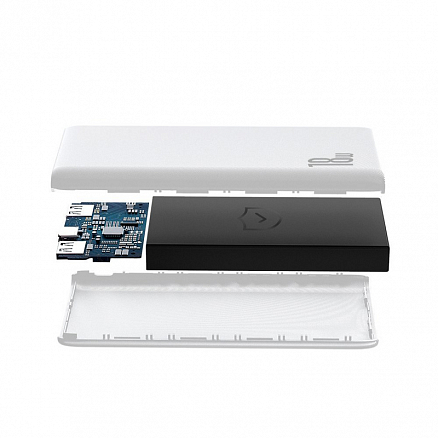 Внешний аккумулятор Baseus Bipow 10000мАч (USB, Type-C, ток 3А, быстрая зарядка PD, QC 3.0, 18Вт) белый