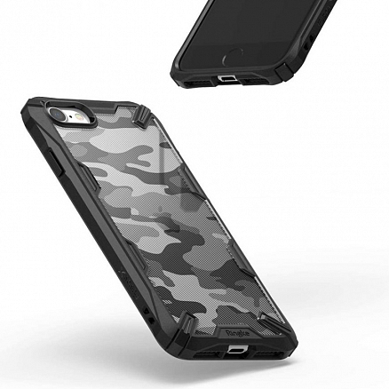 Чехол для iPhone 7, 8, SE 2020, SE 2022 гибридный Ringke Fusion X Design Camo черный