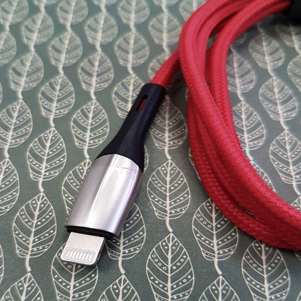 Кабель USB - Lightning для зарядки iPhone 2 м 1.5А плетеный Baseus Horizontal красный